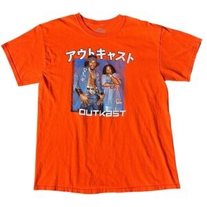 Outkast Orange Graphic T-Shirt Japanese Text Andre 3000 Big Boi Unisex L